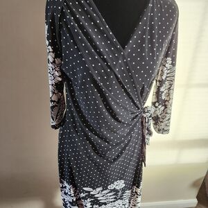 Gilli Black and White Polka Dot Midi Dress